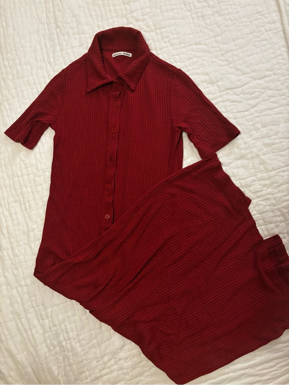 Reformation Ribbed Button-Down Midi Dress - Picture 2 of 3
